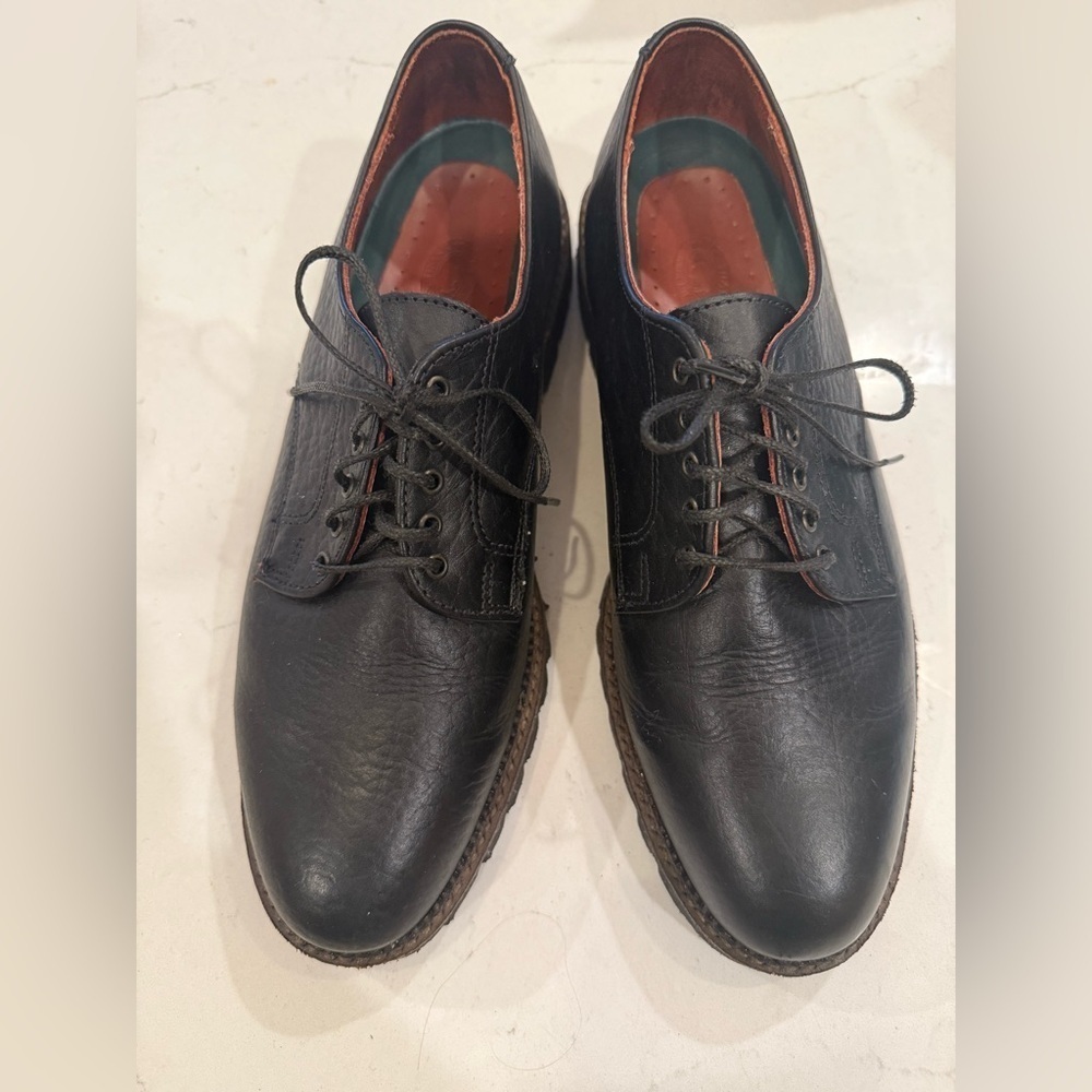 H.S.TRASK BLACK BISON LEATHER OXFORDS SHOES 10M - Picture 5 of 8